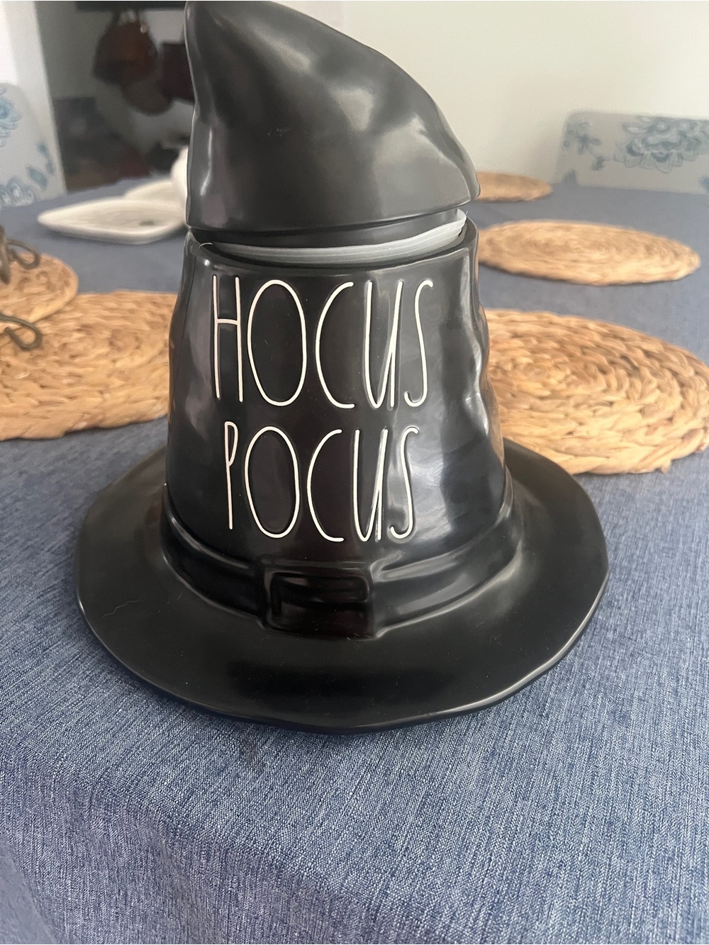 Rae Dunn Black 'HOCUS POCUS' Witch Hat Ceramic Treat Jar